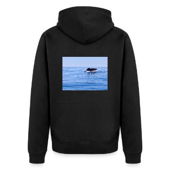 Wal - Unisex Premium Bio Zip Hoodie - Schwarz - Hinten - Nico (187cm)