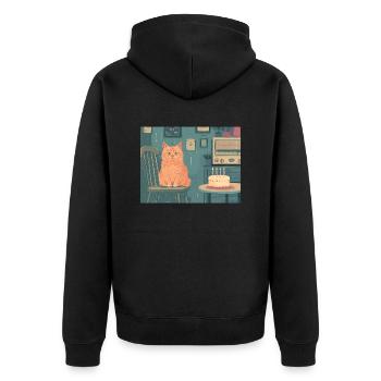 Happy Birthday cat - Unisex Premium Bio Zip Hoodie - Schwarz - Hinten - Nico (187cm)