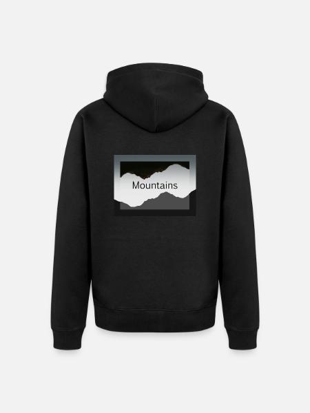 Bergsilhouetten im Kontrast - Unisex Premium Bio Zip Hoodie - Schwarz