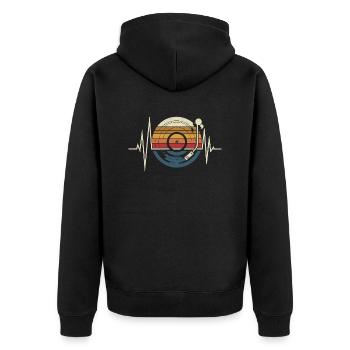 Vinyl Records Heartbeat Music - Unisex Premium Organic Zip Hoodie - black - Back - Nico (187cm)