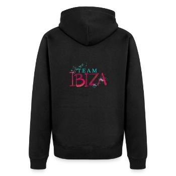 Team Ibiza - Unisex Premium Bio Zip Hoodie - Schwarz - Hinten - Nico (187cm)
