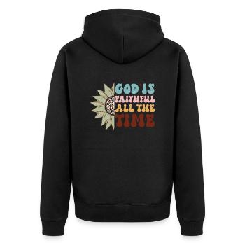 God is good, always - Unisex Premium Organic Zip Hoodie - black - Back - Nico (187cm)