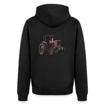 Classic Tractor // Bulldog // Illustration - Unisex Premium Organic Zip Hoodie - black - Back - Nico (187cm)