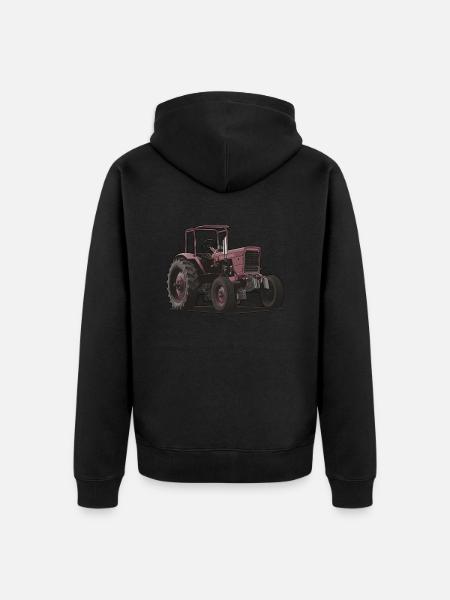 Classic Tractor // Bulldog // Illustration - Unisex Premium Organic Zip Hoodie - black