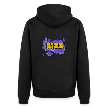 Rizz - Calypso Blous - Unisex Premium Bio Zip Hoodie - Schwarz - Hinten - Nico (187cm)
