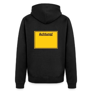Schild - Unisex Premium Bio Zip Hoodie - Schwarz - Hinten - Nico (187cm)