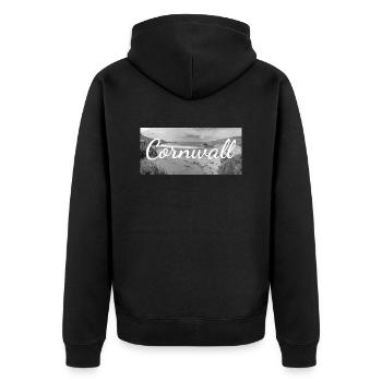 Retro Lettering at Cornwall England - Unisex Premium Organic Zip Hoodie - black - Back - Nico (187cm)