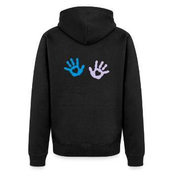 Baby - Handabdruck - Herz - Unisex Premium Bio Zip Hoodie - Schwarz - Hinten - Nico (187cm)