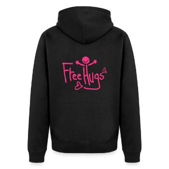Free Hugs text smile face - Unisex Premium Organic Zip Hoodie - black - Back - Nico (187cm)