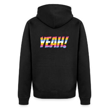 YEAH! - Unisex Premium Bio Zip Hoodie - Schwarz - Hinten - Nico (187cm)