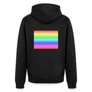 Regenbogen - Unisex Premium Bio Zip Hoodie - Schwarz - Hinten - Nico (187cm)