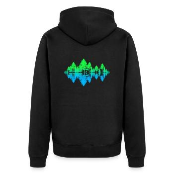 Klang der Natur (Frühling) - Unisex Premium Bio Zip Hoodie - Schwarz - Hinten - Nico (187cm)