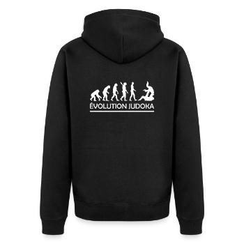 Évolution judoka / humour homme judo - Veste à capuche bio Premium Unisexe - noir - Dos - Nico (187cm)