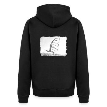 Windsurf Foil / Foiling Hand-Drawing Sketch - Unisex Premium Organic Zip Hoodie - black - Back - Nico (187cm)