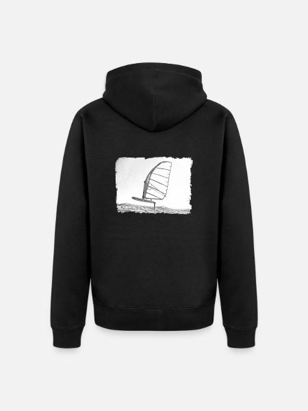 Windsurf Foil / Foiling Hand-Drawing Sketch - Unisex Premium Organic Zip Hoodie - black