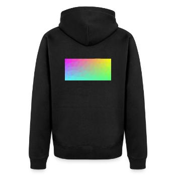 Regenbogen - Unisex Premium Bio Zip Hoodie - Schwarz - Hinten - Nico (187cm)