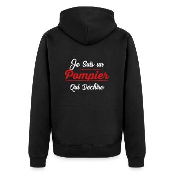 pompier qui dechire - Veste à capuche bio Premium Unisexe - noir - Dos - Nico (187cm)