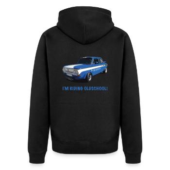 I´m Riding Oldschool 2 - Unisex Premium Bio Zip Hoodie - Schwarz - Hinten - Nico (187cm)