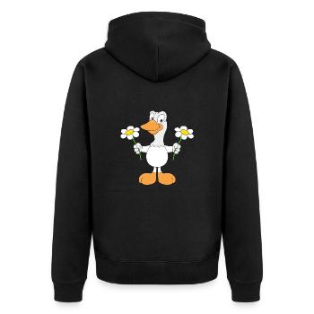 GANS - GÄNSEBLÜMCHEN - LIEBE - LOVE - BLUMEN - Unisex Premium Bio Zip Hoodie - Schwarz - Hinten - Nico (187cm)