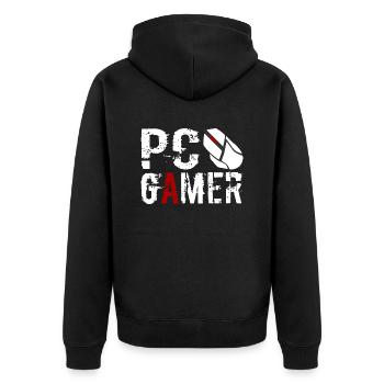PC Gamer Maus Gaming Zocken - Unisex Premium Bio Zip Hoodie - Schwarz - Hinten - Nico (187cm)