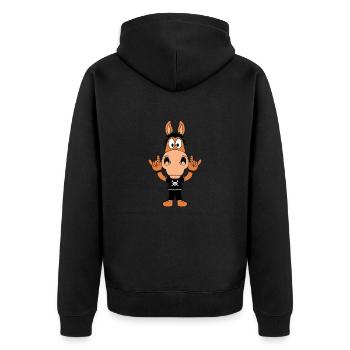 PFERD - MUSIK - ROCK - HEAVY METAL - TIERISCH - Unisex Premium Bio Zip Hoodie - Schwarz - Hinten - Nico (187cm)