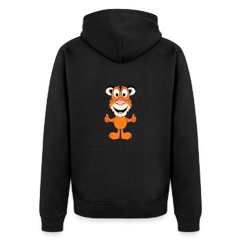 TIGER - LIKE - LIKEN - MÖGEN - TIER - KIND - FUN - Unisex Premium Bio Zip Hoodie - Schwarz - Hinten - Nico (187cm)