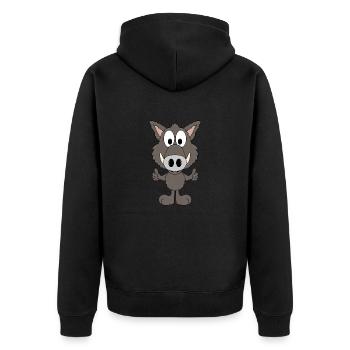 WILDSCHWEIN - WILD BOAR - LIKE - LIKEN - MÖGEN - Unisex Premium Bio Zip Hoodie - Schwarz - Hinten - Nico (187cm)