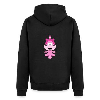 EINHORN - UNICORN - PILATES - YOGA - FUN - Unisex Premium Bio Zip Hoodie - Schwarz - Hinten - Nico (187cm)