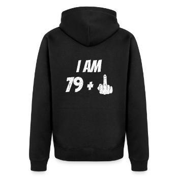 80. Geburtstag 80 Jahre Geburtstagsgeschenk lustig - Unisex Premium Bio Zip Hoodie - Schwarz - Hinten - Nico (187cm)