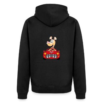 HUND - AUTO - TIER - KIND - BABY - CABRIO - Unisex Premium Bio Zip Hoodie - Schwarz - Hinten - Nico (187cm)