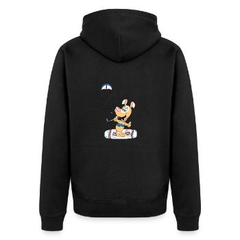 KITER - KITE - KITESURFEN - KITESURFER - HUND - Unisex Premium Bio Zip Hoodie - Schwarz - Hinten - Nico (187cm)