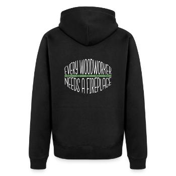cool logging lumberjackwoodworking - Unisex Premium Bio Zip Hoodie - Schwarz - Hinten - Nico (187cm)