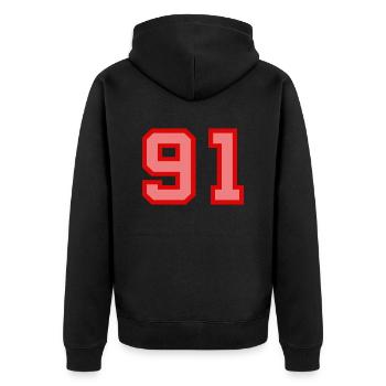 Cool Retro Retrostyle Jersey Number Back Number - Unisex Premium Organic Zip Hoodie - black - Back - Nico (187cm)