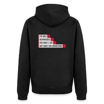 ce que je dis citation - Veste à capuche bio Premium Unisexe - noir - Dos - Nico (187cm)