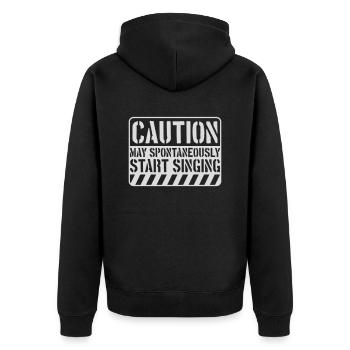 may spontaneously start singing - Unisex Premium Bio Zip Hoodie - Schwarz - Hinten - Nico (187cm)