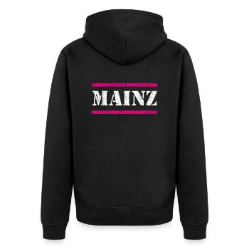 Mainz Vintage - Unisex Premium Bio Zip Hoodie - Schwarz - Hinten - Nico (187cm)