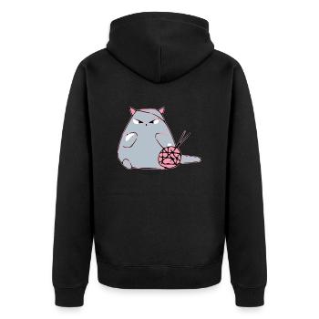Dodi le chat qui tricote - Veste à capuche bio Premium Unisexe - noir - Dos - Nico (187cm)