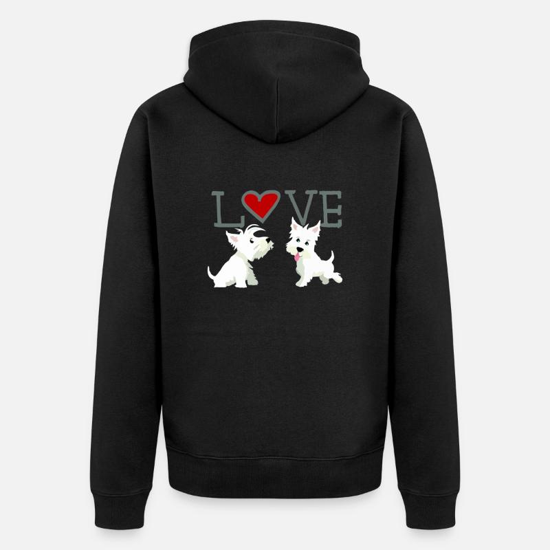 Saint-Valentin aimant les chiens - Veste à capuche bio Premium Unisexe - noir