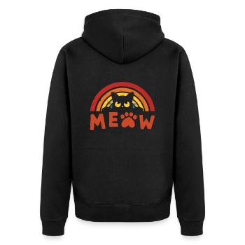 Retro Black Cat 2 - Unisex Premium Organic Zip Hoodie - black - Back - Nico (187cm)