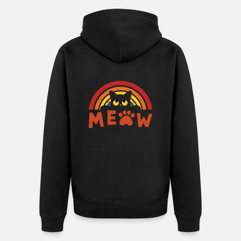 Chat noir rétro 2 - Veste à capuche bio Premium Unisexe - noir