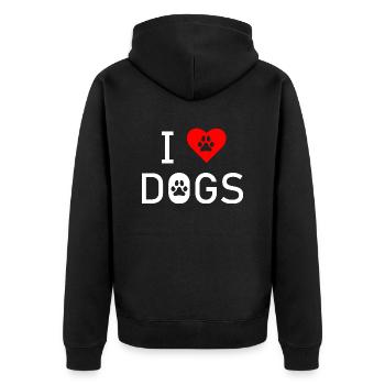 Dog Hund - Unisex Premium Bio Zip Hoodie - Schwarz - Hinten - Nico (187cm)