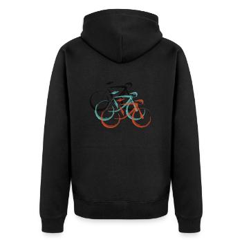 Rennrad Skizze - Unisex Premium Bio Zip Hoodie - Schwarz - Hinten - Nico (187cm)