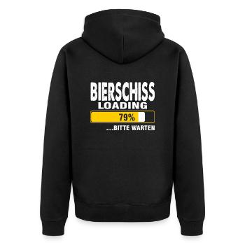 Bierschiss loading Bierparty Biertrinker kostüm - Unisex Premium Bio Zip Hoodie - Schwarz - Hinten - Nico (187cm)