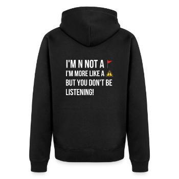 Partnerschaft Beziehung Dating Spruch Englisch - Unisex Premium Bio Zip Hoodie - Schwarz - Hinten - Nico (187cm)