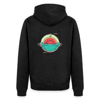Wassermelone im Meer lustige Melonen Kunst - Unisex Premium Bio Zip Hoodie - Schwarz - Hinten - Nico (187cm)