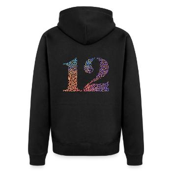 12. Geburtstag Leopard - Unisex Premium Bio Zip Hoodie - Schwarz - Hinten - Nico (187cm)