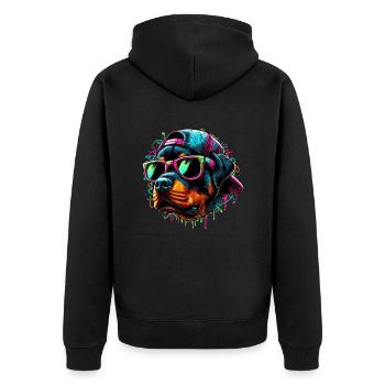 Rottweiler Grafitti Keep Cool - Unisex Premium Bio Zip Hoodie - Schwarz - Hinten - Nico (187cm)