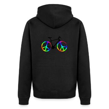 Peace bike - Unisex Premium Organic Zip Hoodie - black - Back - Nico (187cm)