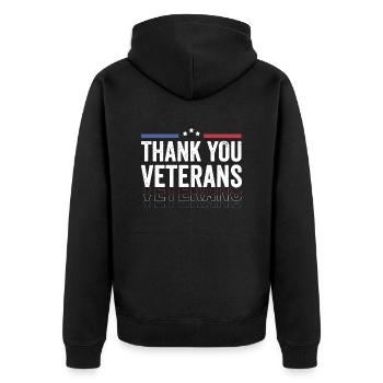 Patriotique MERCI AUX ANCIENS COMBATTANTS et aux soldats - Veste à capuche bio Premium Unisexe - noir - Dos - Nico (187cm)