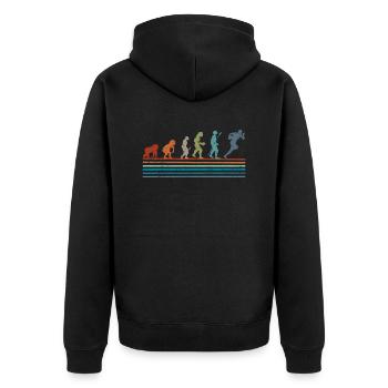 Vintage Rugby Retro Evolution - Unisex Premium Organic Zip Hoodie - black - Back - Nico (187cm)